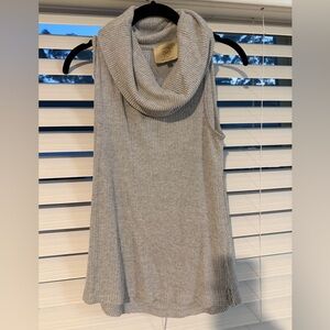 Anthropologie Light Gray Ribbed Knit Top